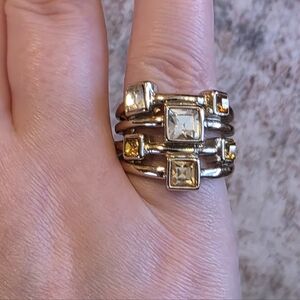 Silver Faux Gemstone Stack Ring Sz 7